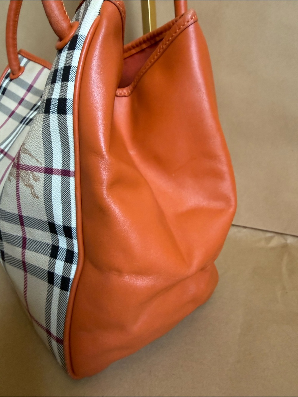 Burberry Orange Haymarket Check Coated Canvas - Picture 3 of 16